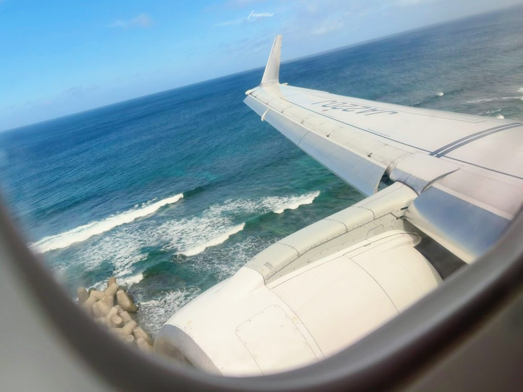 徳之島子宝空港へ着陸